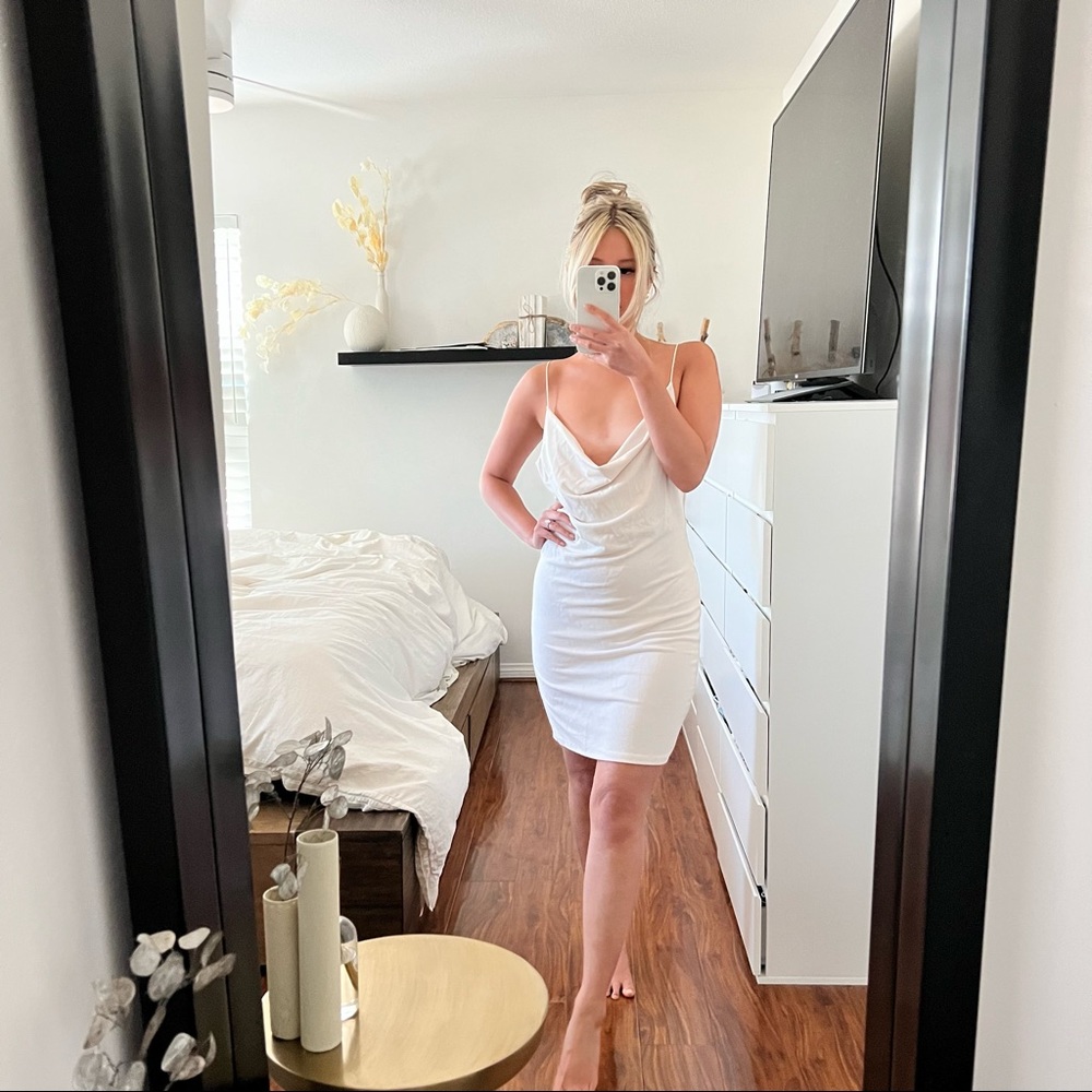 THRIFTED mini drape dress. Will fit US size 0 (for an oversized look) -6.